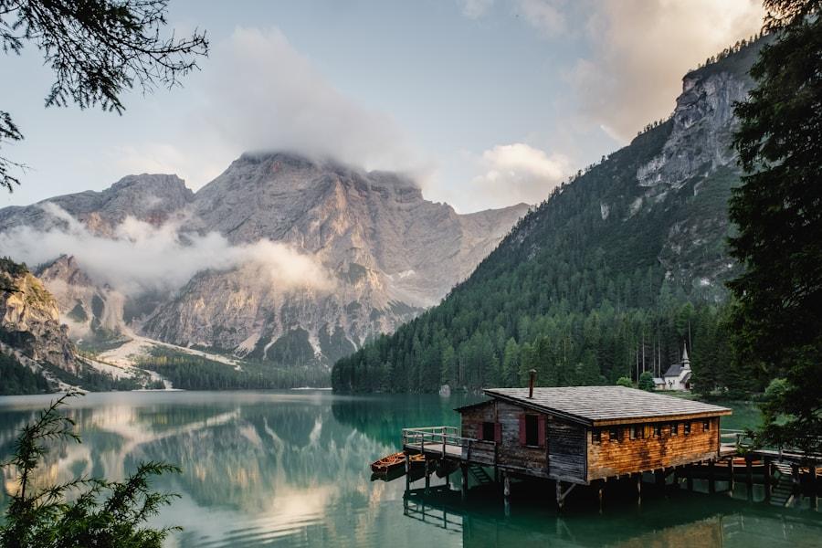A still mountain lake at first light
